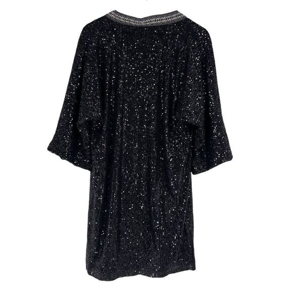 Chelsea & Violet Size Medium Sequin Long Open Front Cardigan Duster Kimono NWT - Picture 2 of 6